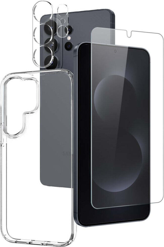 Samsung Galaxy S26 Ultra NORTHJO 3-i-1 Beskyttelsessett m. Fleksibelt Plast Deksel / Herdet Skjermbeskyttelsesglass / Kameralinsebeskytterglass - Gjennomsiktig