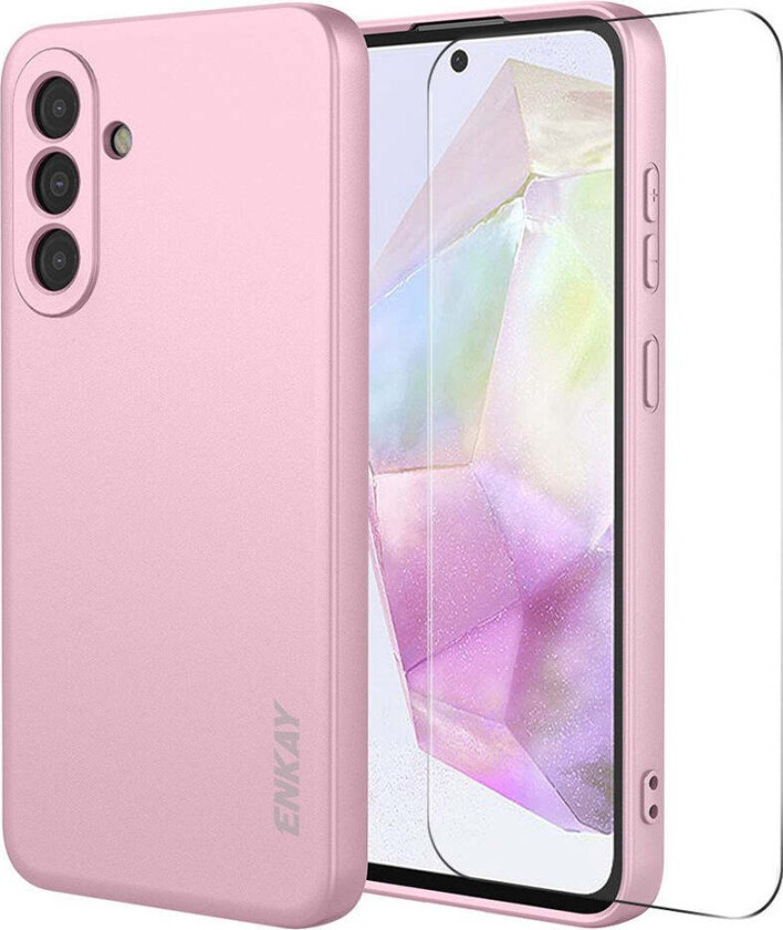 Samsung Galaxy A37 ENKAY Silikon Deksel med Skjermbeskytter - Rosa