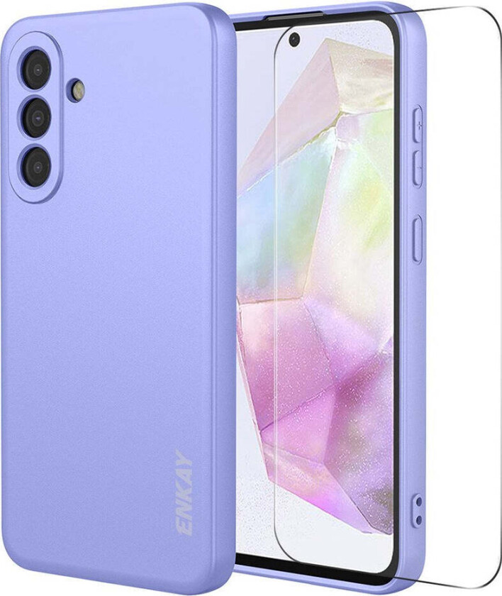 Samsung Galaxy A37 ENKAY Silikon Deksel med Skjermbeskytter - Lilla