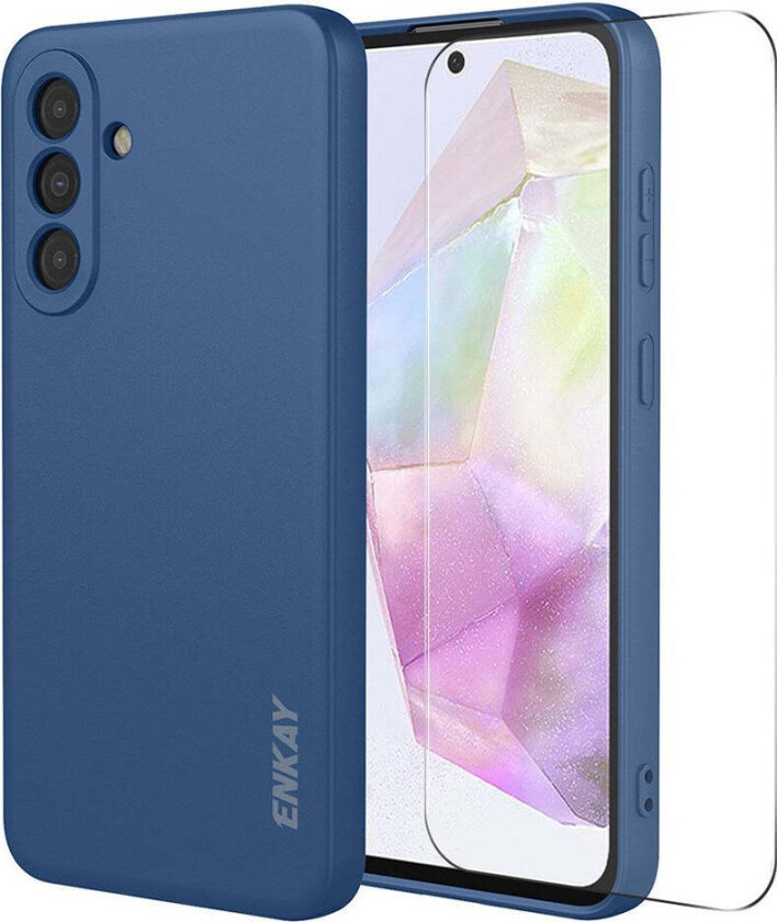 Samsung Galaxy A37 ENKAY Silikon Deksel med Skjermbeskytter - Blå