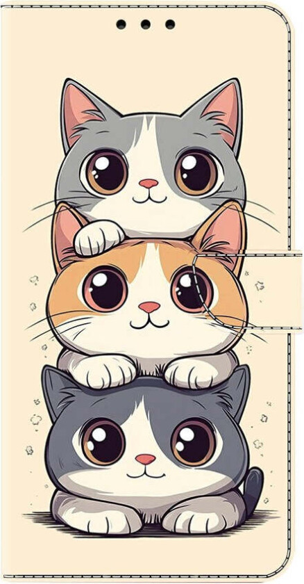 Samsung Galaxy A37 EIDERWOOD Kunstskinn Deksel med Innebygd Kortholder & Stativfunksjon - Katter