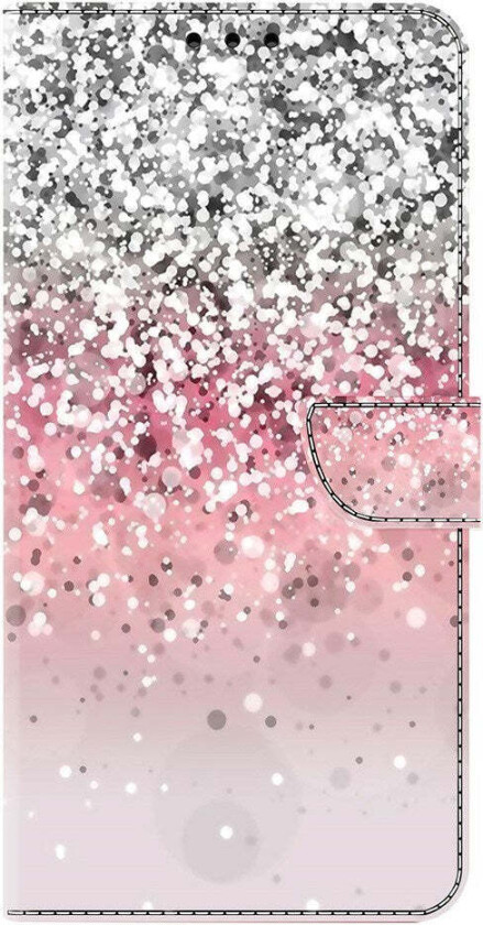 Samsung Galaxy A57 EIDERWOOD Flip Deksel med Kortholder & Stativfunksjon - Rosa / Sølv Glitter
