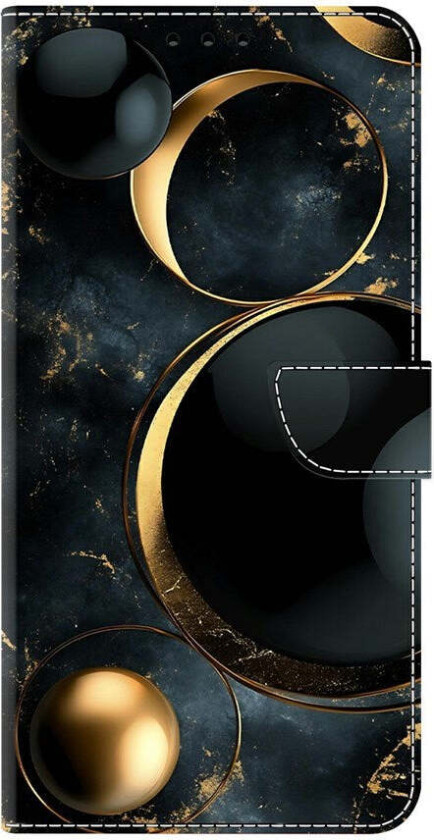 Samsung Galaxy A57 EIDERWOOD Kunstskinn Deksel med Innebygd Kortholder & Stativfunksjon - Gullringer