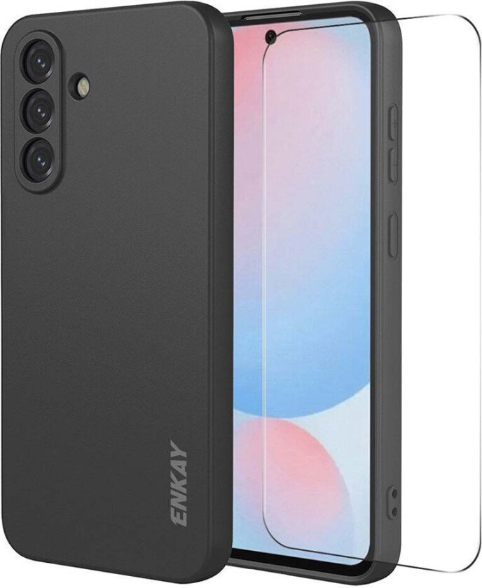 Samsung Galaxy A57 ENKAY Silikon Deksel med Skjermbeskytter - Svart