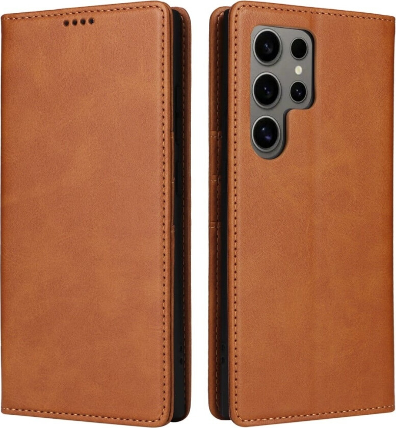 Samsung Galaxy S24 Ultra-etui RFID-blokkerende lommebokdeksel i lær - Brun