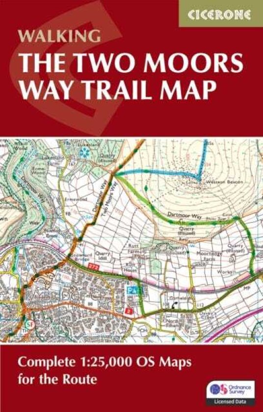 The Two Moors Way Trail Map Complete 1:25,000 OS Maps for the Route