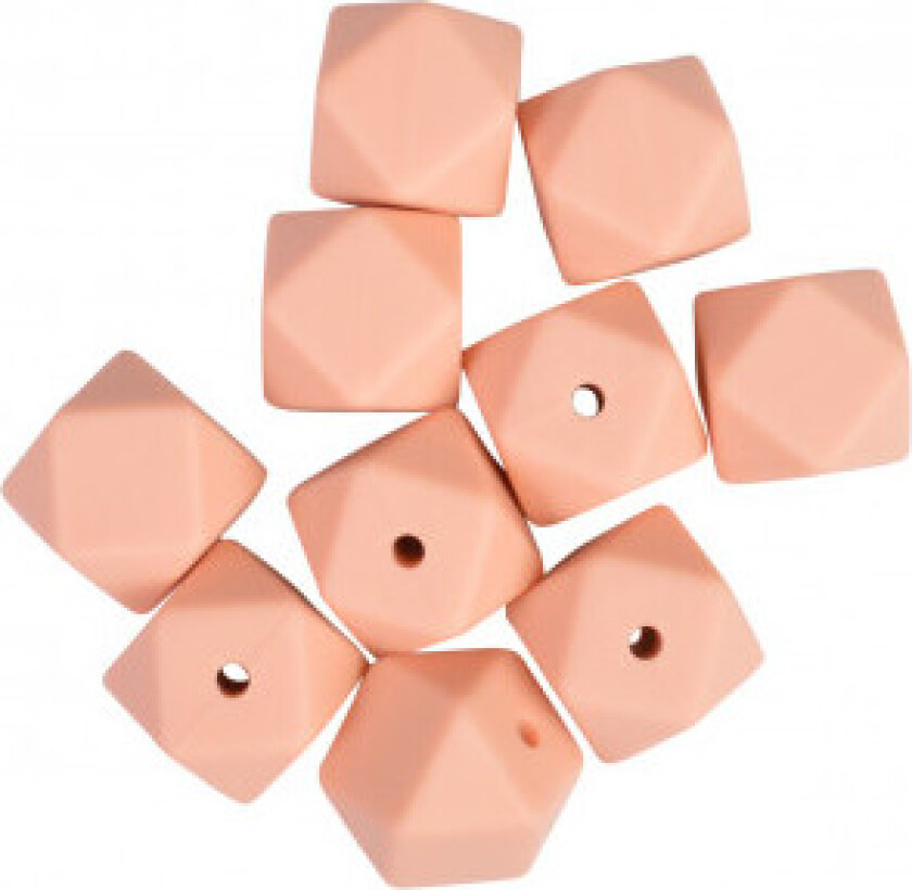 Perler Geometriske Silikon Fersken 14mm - 10 stk