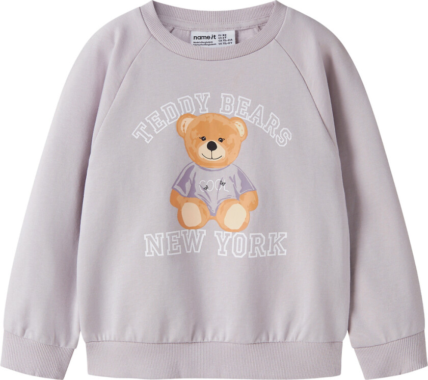 Collegegenser - NmfVenus - Lilac Marble/Teddy Bear - - 7-8 år (122-128) - Collegegenser