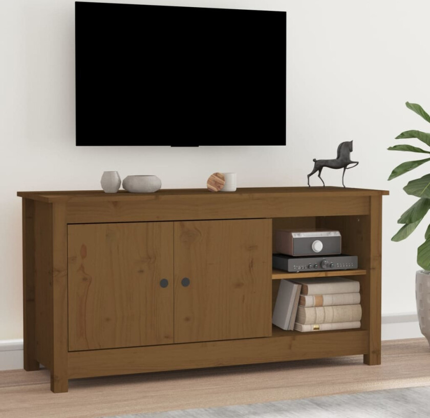 TV-benk honningbrun 103x36,5x52 cm heltre furu