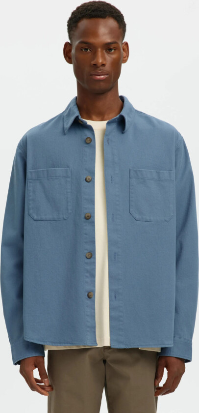 Slhtravis Twill Overshirt Ls Noos - Blue - L