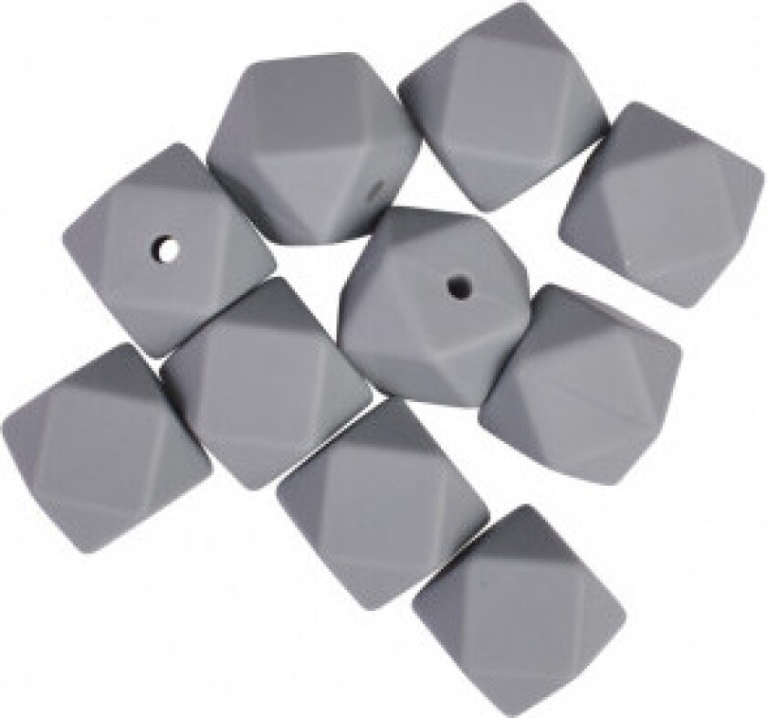Perler Geometriske Silikon Grå 14mm - 10 stk
