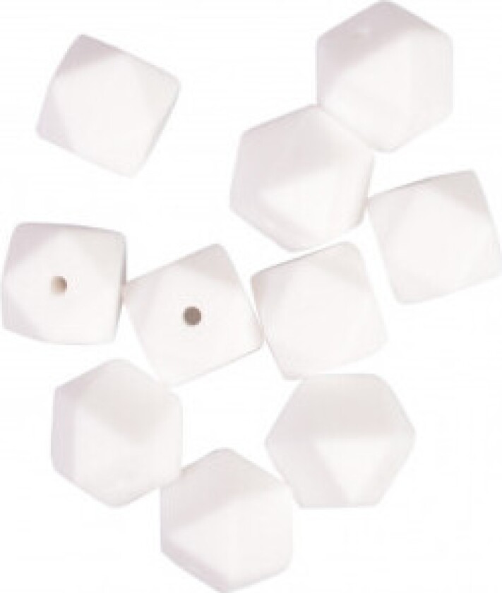 Perler Geometriske Silikon Hvit 14mm - 10 stk
