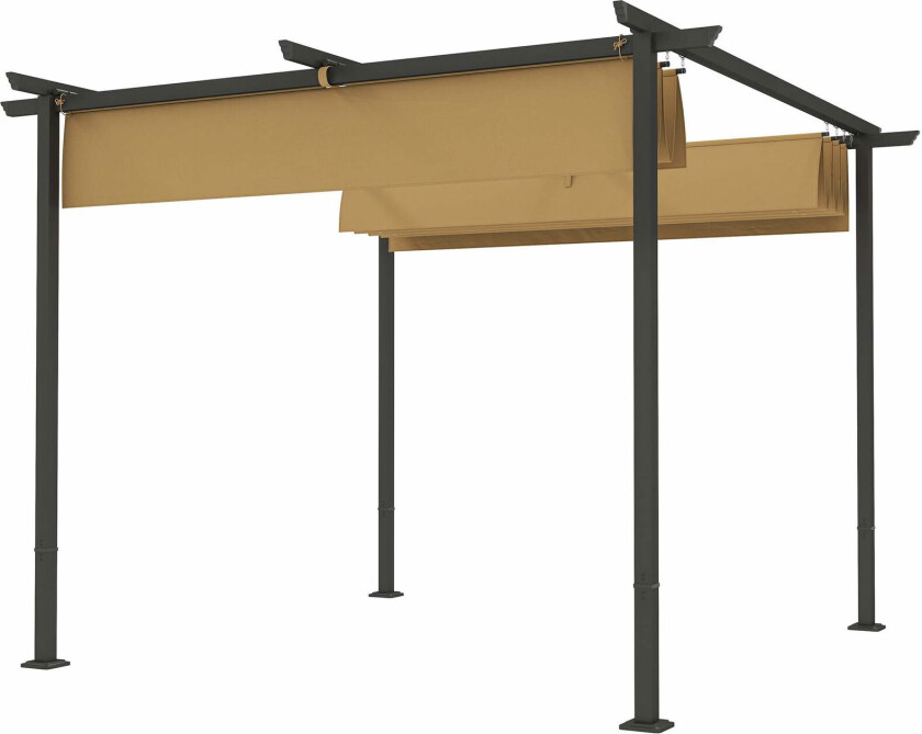 3x3 m pergola med justerbart tak, metallramme, UPF30+
