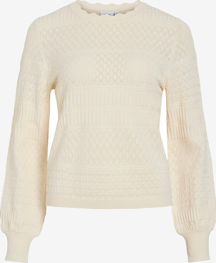 Pullover viMilos L/S O-neck Pointelle - Hvit