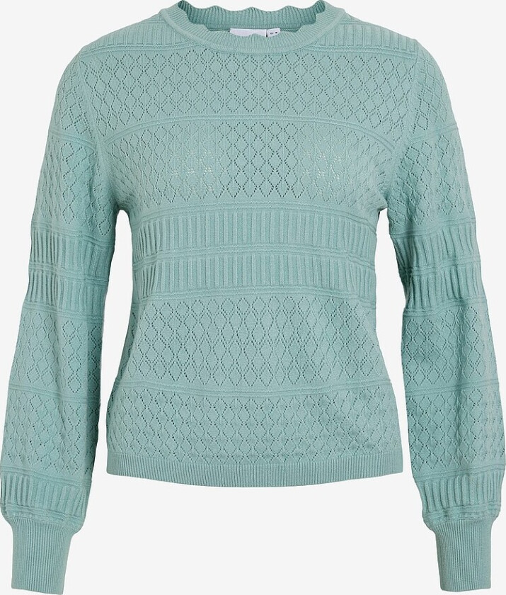 Pullover viMilos L/S O-neck Pointelle - Blå
