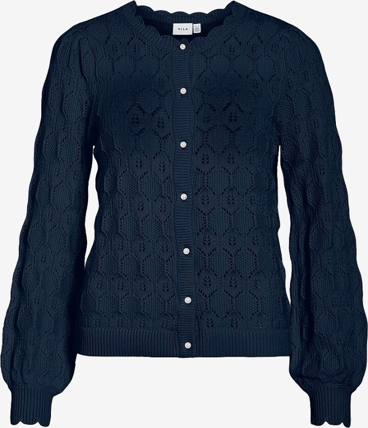 Kardigan viLowen L/S O-neck Knit - Blå