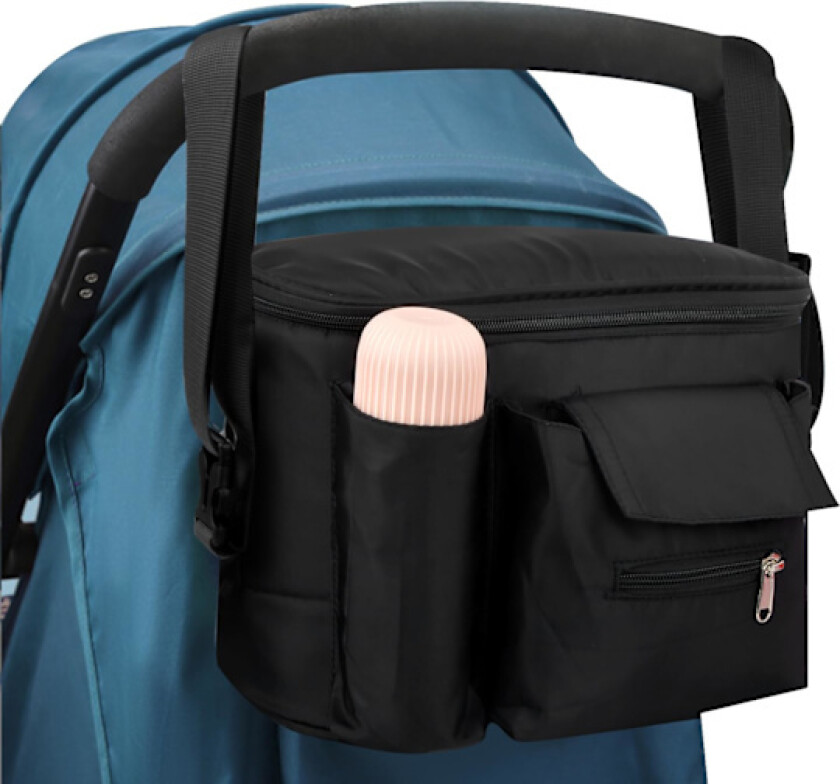 Bilde av Oppbevaringsveske for barnevogn, Universal barnevognorganisator, Stelleveske for barnevogn, Barnevognveske med stor kapasitet for flasker, bleier, leker, lommetørklær