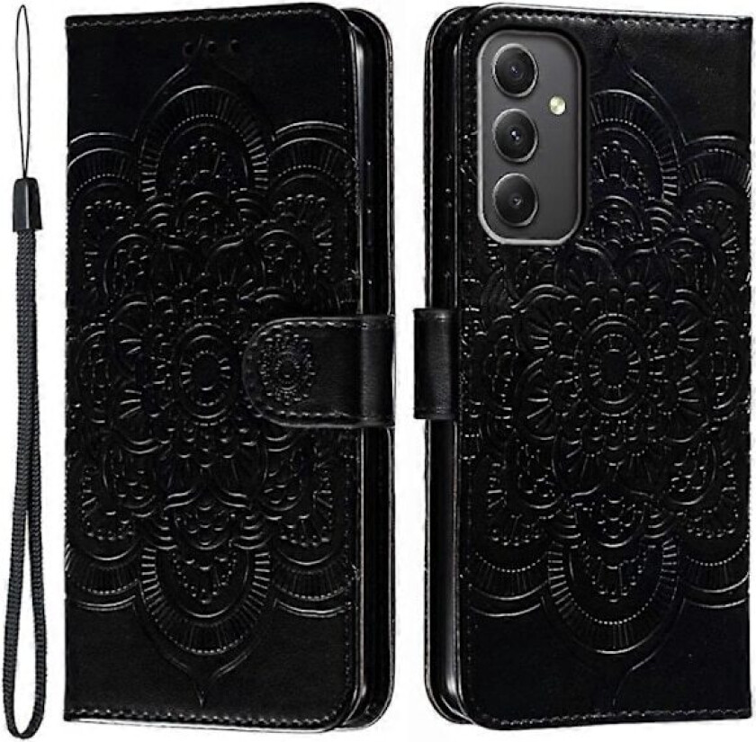 Samsung Galaxy A56 5G Deksel - PU Lær Mandala Preget Lommebok Deksel Flerfarget Svart