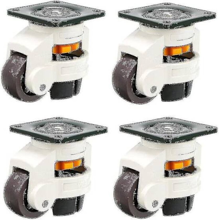 Bilde av 4 stk møbelhjul, svinghjul, 60f justerbare nivelleringshjul, nylon aluminiumlegering, 250 kg lastekapasitet per hjul