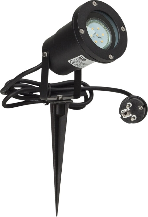 Function Janko - Jordspotlight - LED-pære for søkelys - GU10 - total: 3 W - klasse A+ - varmt hvitt lys - 3000 K - svart