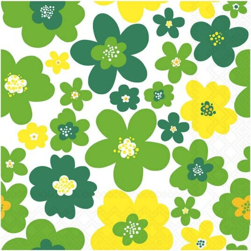 Serviett 33x33 cm 20 stk Flower Power grønn
