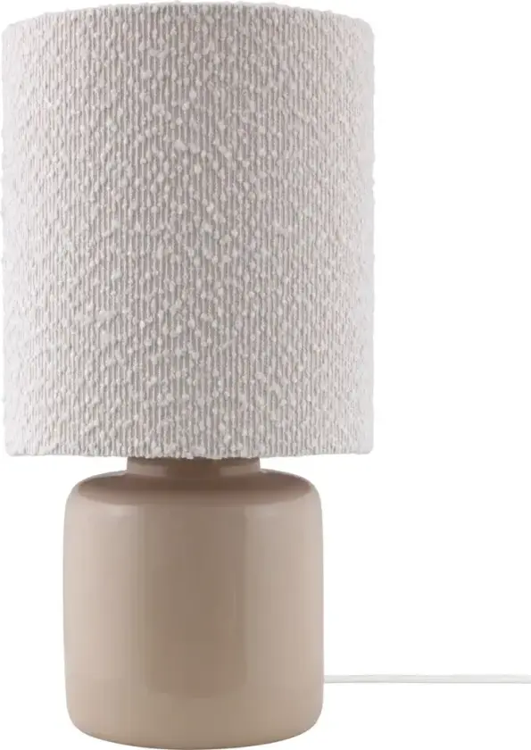 Florian bordlampe Hvit bouclé/beige, Ø20x39 cm