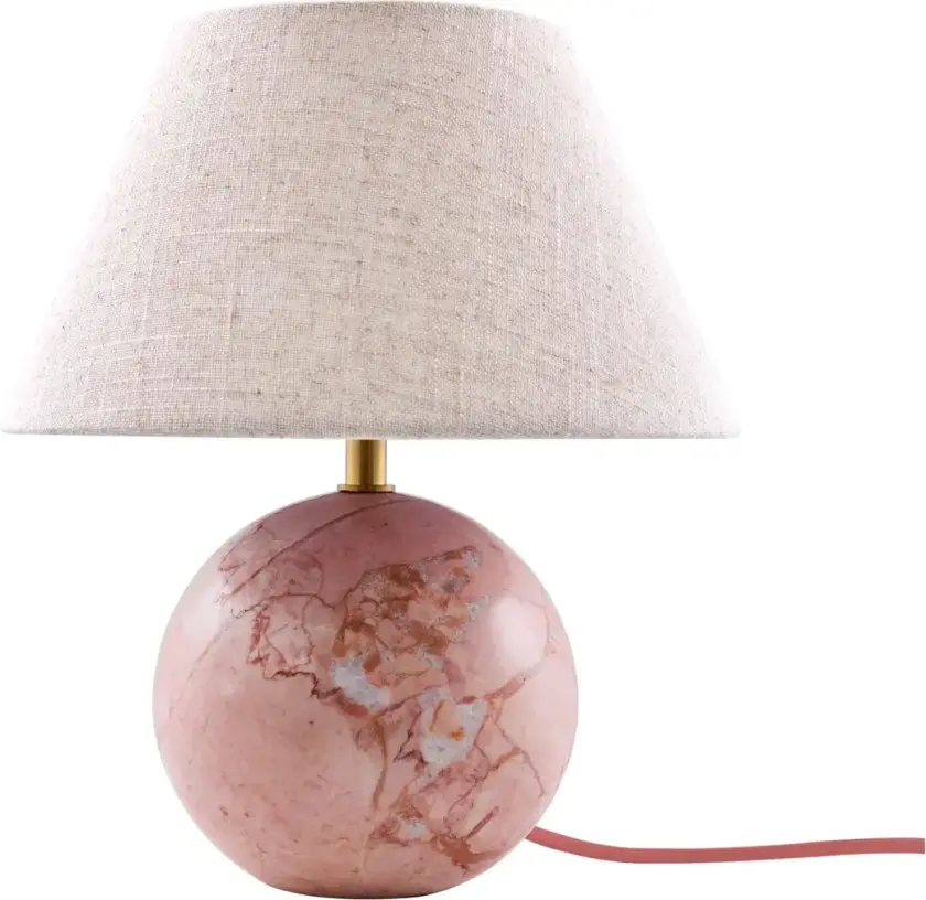 Castello 24 bordlampe Dempet rosa marmor, hvit skjerm