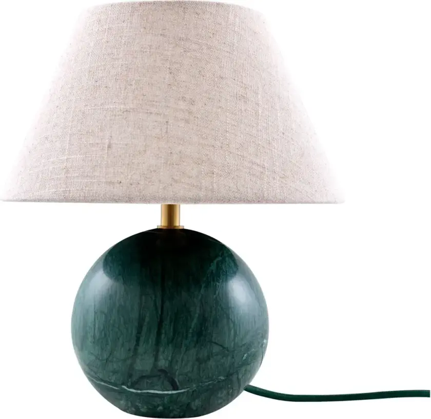 Castello 24 bordlampe Mørkegrønn marmor, hvit skjerm