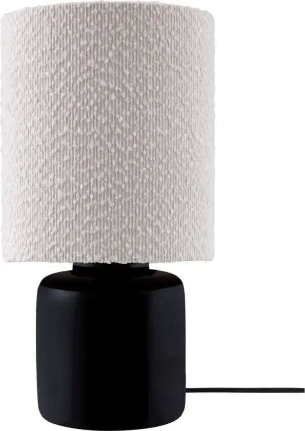 Florian bordlampe Hvit bouclé/svart, Ø20x39 cm