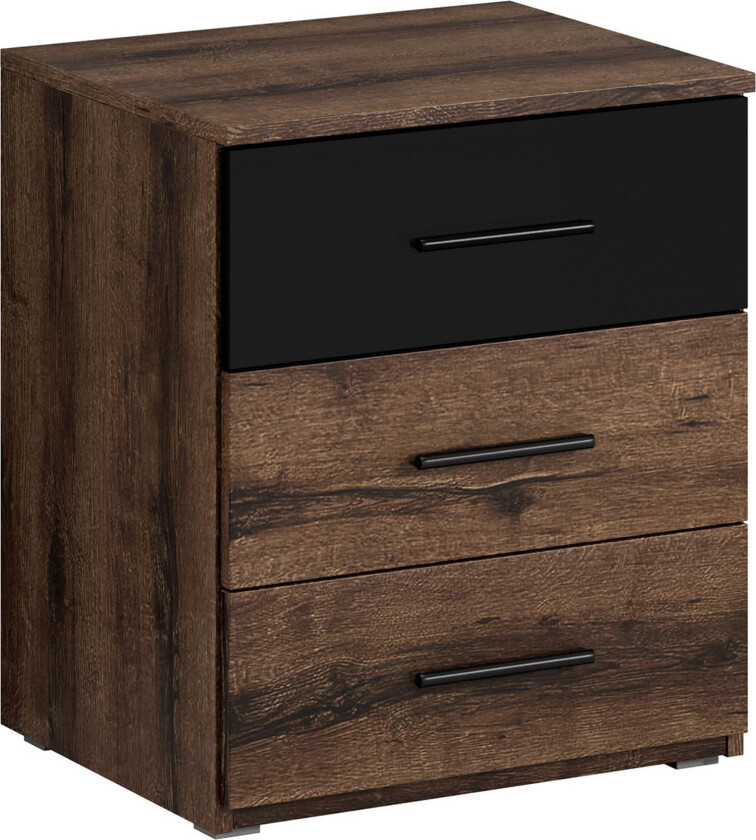 Joannie Nattbord 46 cm med Oppbevaring 3 Skuffer - Tre/Svart