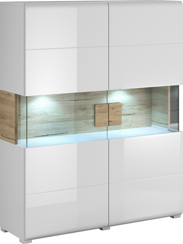 Saran Sideboard - Eik/Hvit høyglans