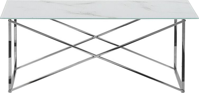 Nod Sofabord 100 cm Marmormønster - Hvit/Sølv