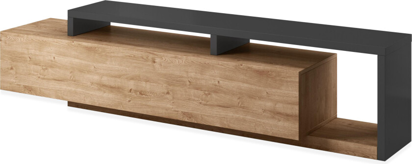 Wesley TV-benk 219 cm - Mørkegrå/Tre