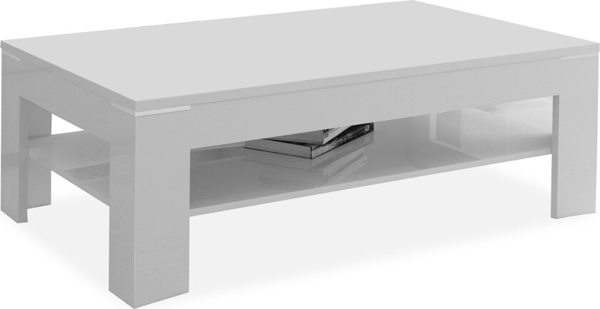 Perkhill Sofabord 120 cm med Oppbevaringshylle - Hvit