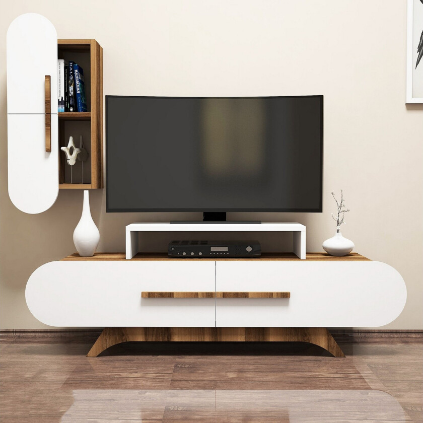 Hovdane TV-Benk 145 cm - Brun/Hvit