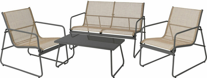 Corpach 4-seters Sofagruppe Utendørs – Loungegruppe til balkong, terrasse og uteplass - Antrasitt