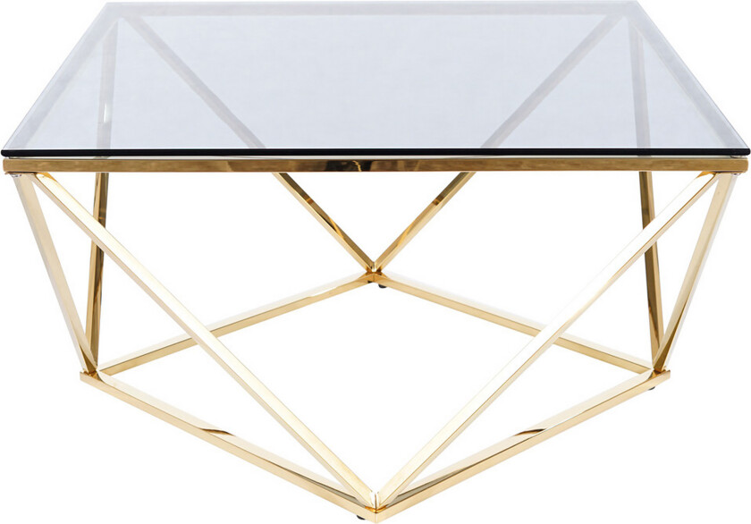 Sølvo Sofabord 80 cm - Røykfarget Glass/Gull