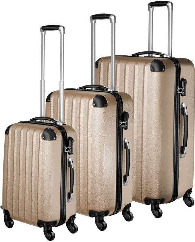 Koffert sett 3 deler hardcase ABS - Champagne