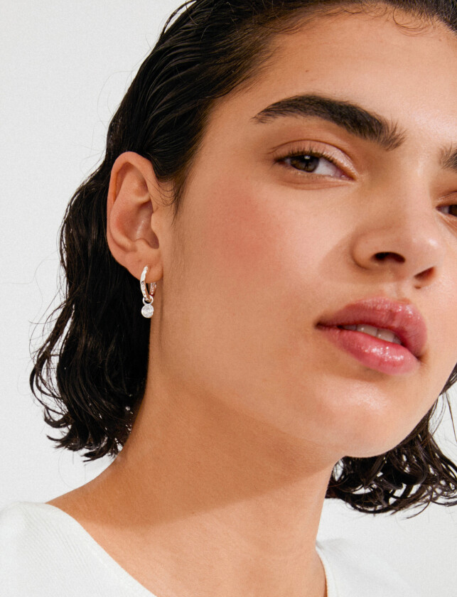 Fire Hoop Earrings Silver-Plated - Silver - ONE SIZE