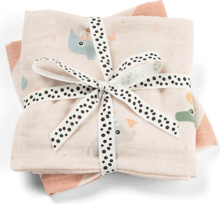 Burp cloth 2-pack Celebration - Powder - 65 x 65 cm