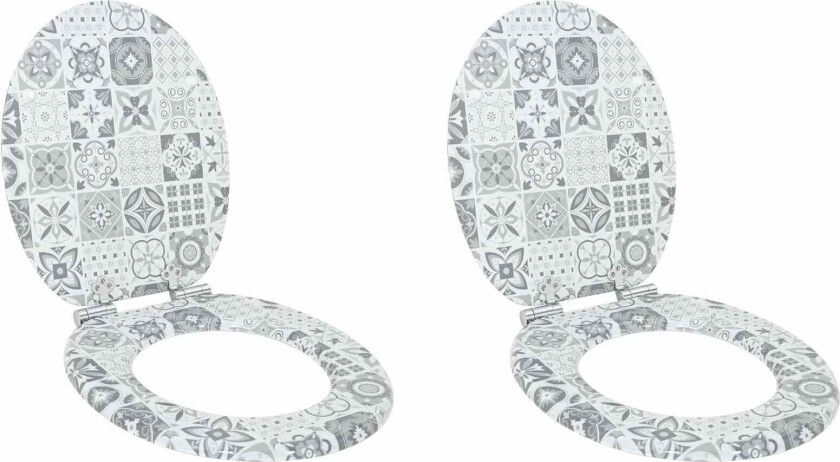 Toalettsete 2 pcs Blå og hvit porselen 44 x 38 cm MDF-plater