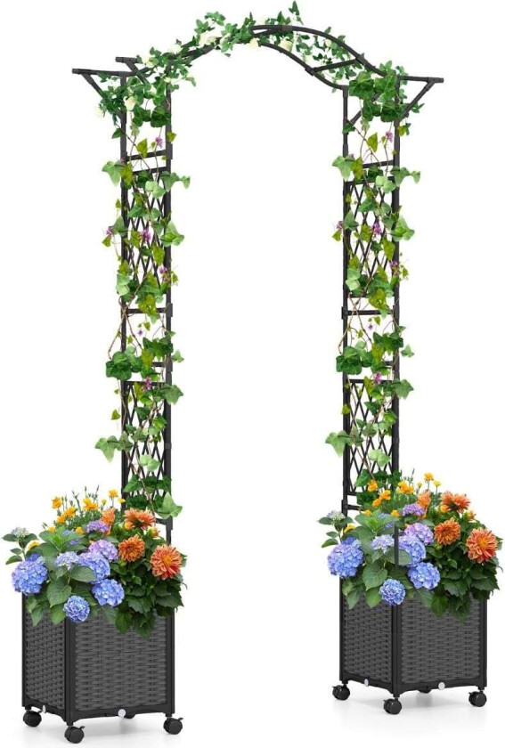 Hagebue med selvvannende plantekasser – metall og PP