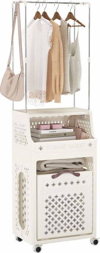 Rullende skittentøyskurv med henger – sammenleggbar, flerlags oppbevaring