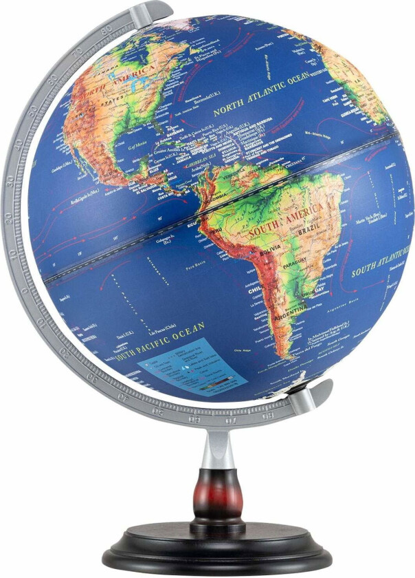 Bilde av Opplyst 30 cm globus med trebase – Pedagogisk og dekorativ