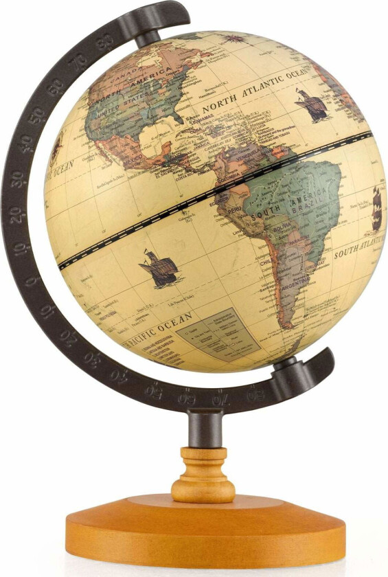 Bilde av 14 cm antikk globus med metallramme – Pedagogisk dekor