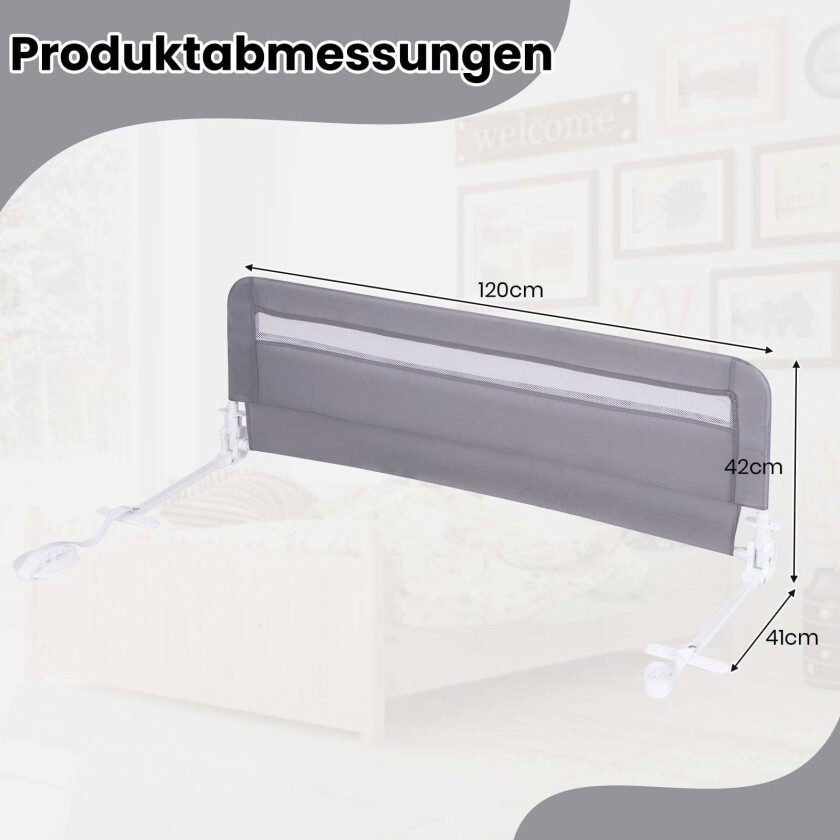 Sammenleggbar sengehest til småbarn, 120 cm, vaskbart trekk