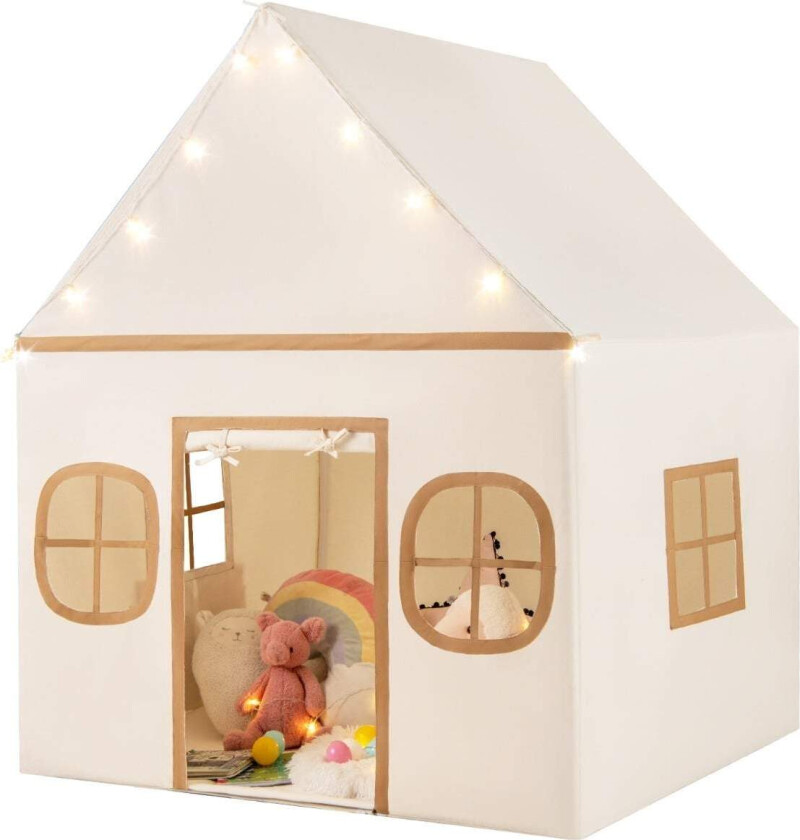 Innendørs leketelt for barn med stjernelys og myk matte