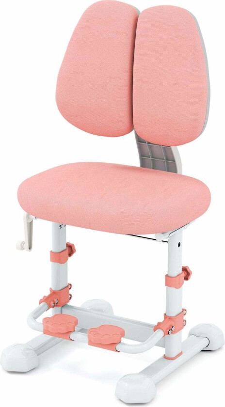 Ergonomisk barnestol – justerbar, rosa, med fotstøtte