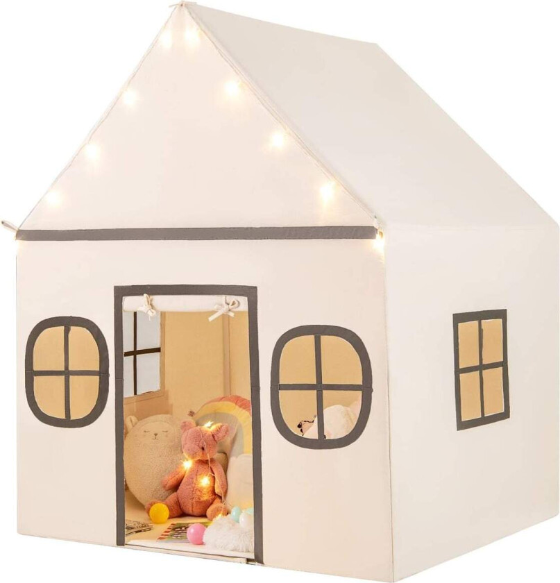 Innendørs leketelt for barn med stjernelys og myk matte