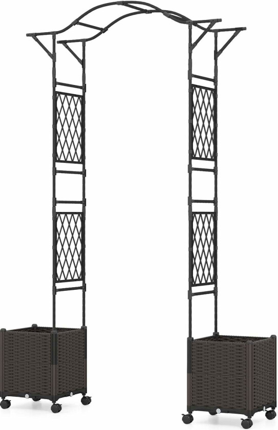 Hagebue med selvvannende plantekasser – metall og PP, 250 cm